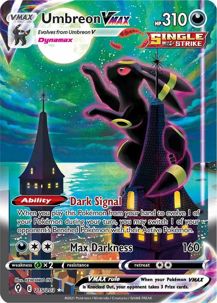 Pokemon - Umbreon Vmax - Evolving Skies - 215/203 - NM - Rare Rainbow Foil | Rare Collectible Trading Card