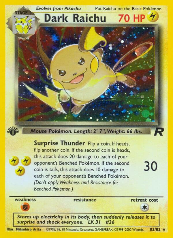 Pokemon Dark Raichu - Team Rocket (TR) - 002 - 1st (First) Edition - Secret Rare | TCG Trading Card