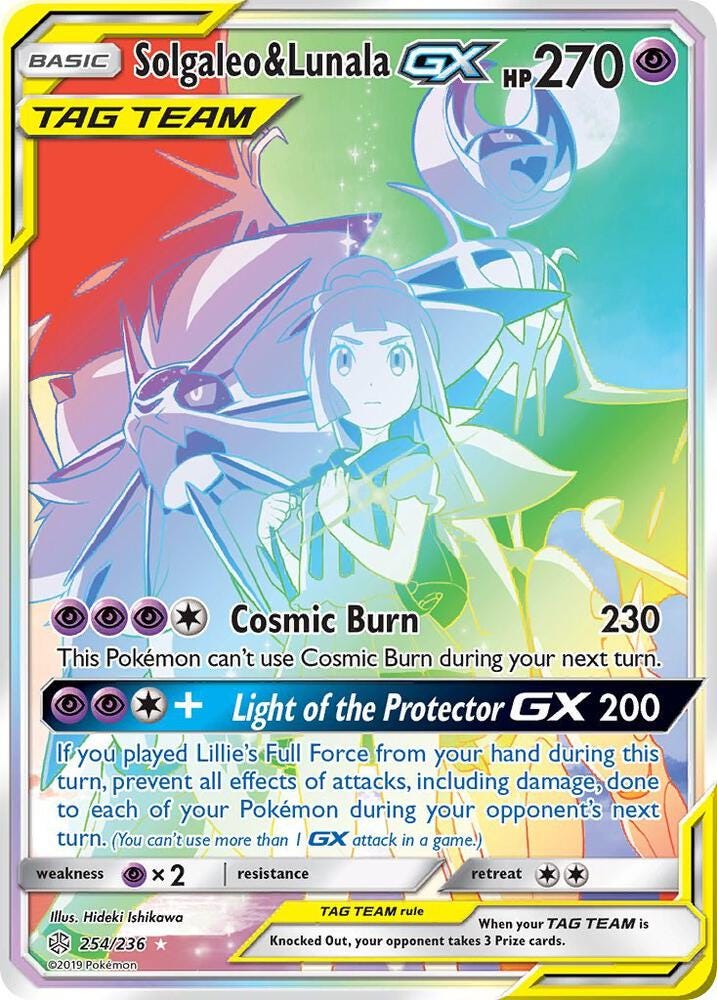 Pokemon Solgaleo & Lunala GX (Secret) - SM - Cosmic Eclipse (SM12) - 254 - Rainbow Rare | TCG Trading Card